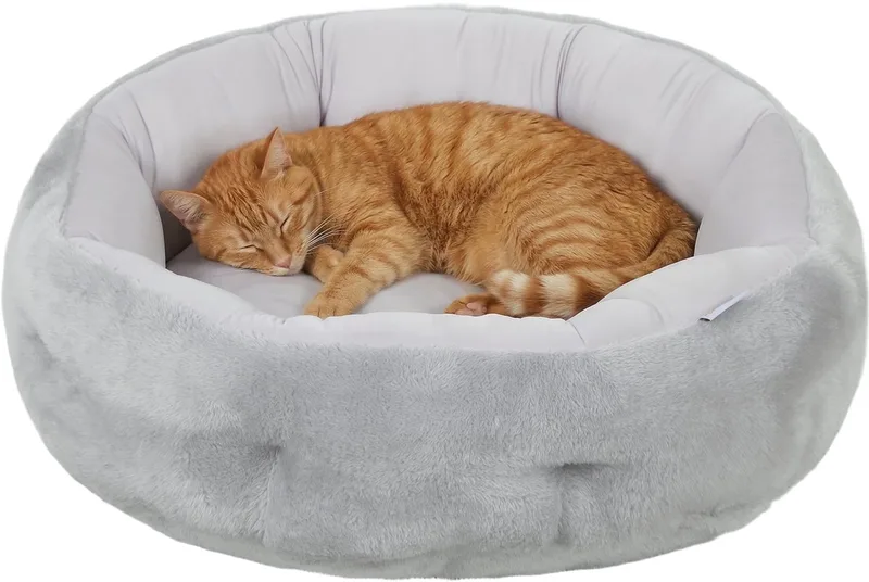 Kattenhuis - Pluche, PP-katoen - 62 x 62 x 21 cm - Lichtgrijs by PawHut in Grey – product photo
