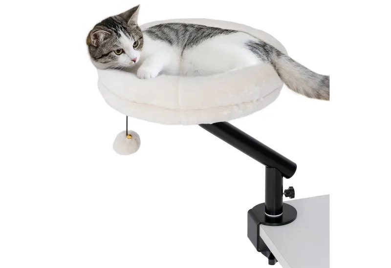 Kattenhuis Polyester, Staal 35L x 35B x 48H cm Roomwit de PawHut en Crèmewit – photo produit 2 sur 5