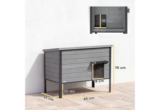 Kattenhuis-Vurenhout, kunststof-85L x 55B x 70H cm-Lichtgrijs de PawHut en Gris clair – photo produit 3 sur 5