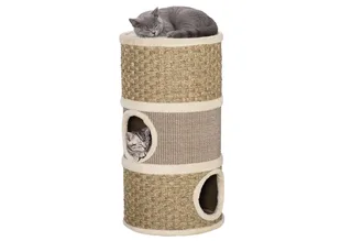 Kattenkrabpaal Kattenton voor katten 3 niveaus Krabpaal klimboom sisal D30-326 by PawHut in Kaki, Brown – product photo 2 of 5