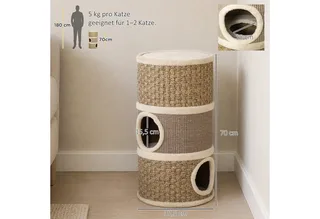 Kattenkrabpaal Kattenton voor katten 3 niveaus Krabpaal klimboom sisal D30-326 by PawHut in Kaki, Brown – product photo 3 of 5
