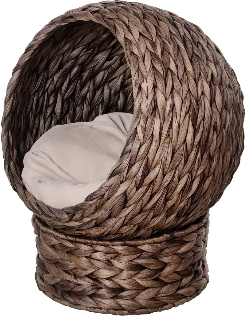 Kattenmand rotan kattennest kattenbed met kussen huisdierbed bruin D30-104 de PawHut en Marron – photo produit