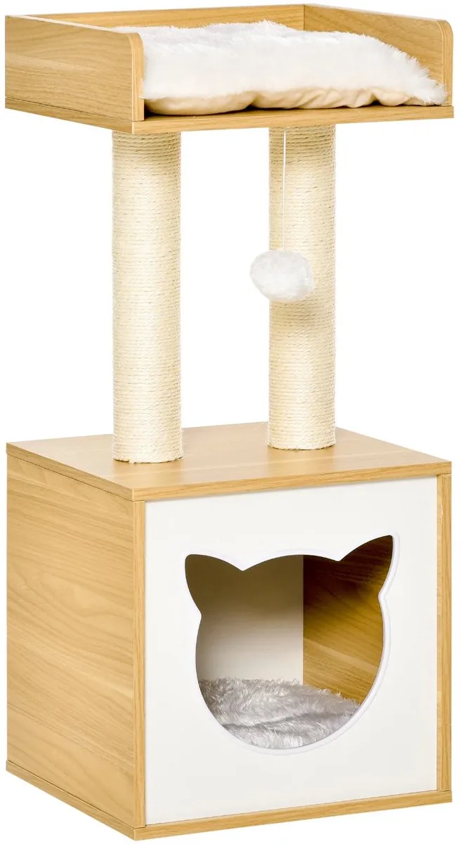 Kattenmeubel - Kat - Katten - Kattenbak Kast - Kattenbak - Kattenkast - Kattenbench - Kast - Kastje - Dressoir - Dressoir Kasten - Dressoirs - Kattenkooi - Ombouw - Hout de PawHut en Oak – photo produit