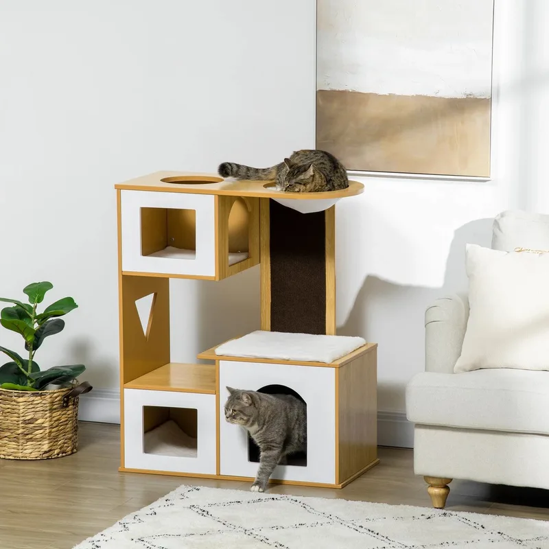 Kattenmeubel - Kat - Katten - Kattenbak Kast - Kattenbak - Kattenkast - Kattenbench - Kast - Kastje - Dressoir - Dressoir Kasten - Dressoirs - Kattenkooi - Ombouw - Hout de PawHut en Oak – photo produit