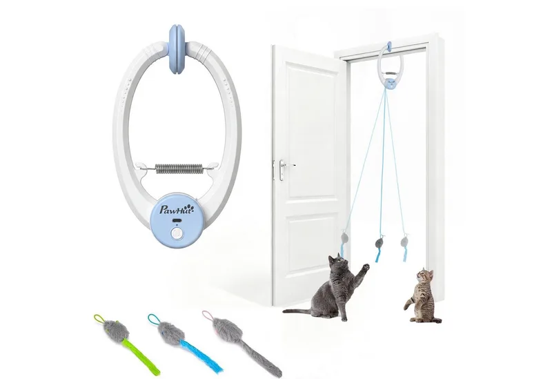 Kattenspeelgoed-ABS-24,1L x 13,8B x 6,6H cm-Wit by PawHut in White, Blue – product photo 2 of 5