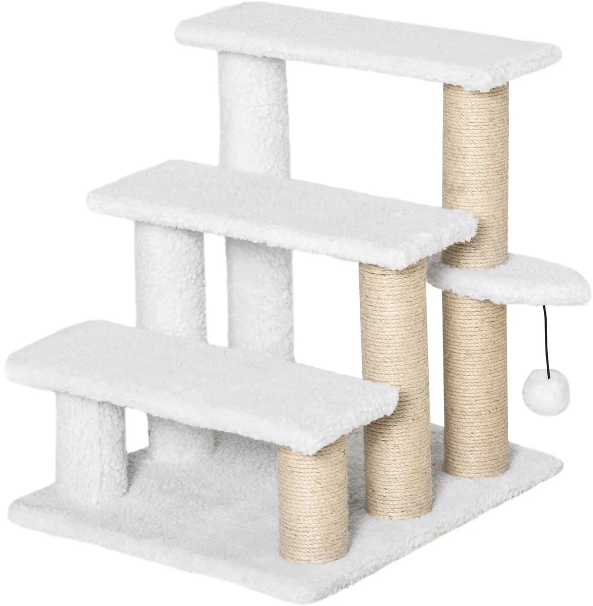 Kattentrap met Krabpalen - Huisdiertrap - Krabmeubel - Kattenmeubel - Wit van PawHut in Wit – productfoto