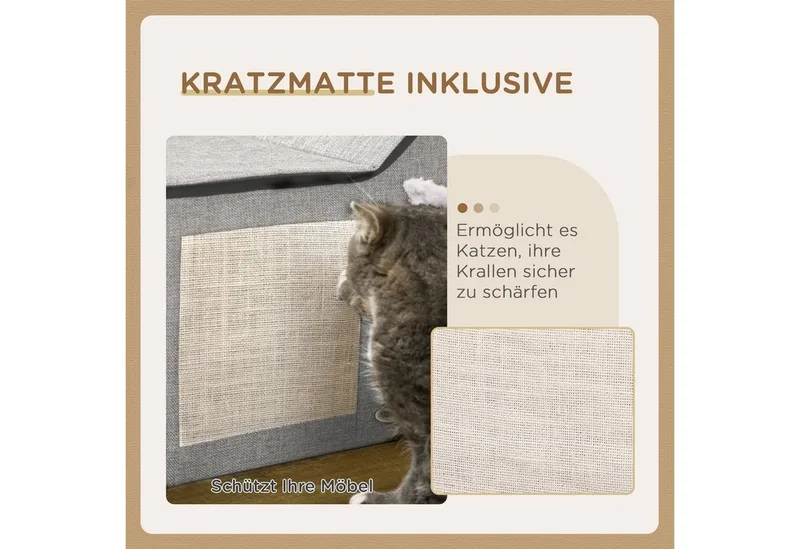 Katzenhöhle mir Spielball und zwei Eingängen D30-681V00 von PawHut in Grau – Produktfoto 4 von 5