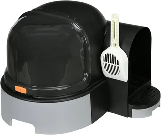 Katzenklo, Katzentoilette 52 x 60 x 42 cm mit Deckel, ausziehbares Tablett, Schloss, Schaufel, Grau de PawHut – photo produit 1 sur 5
