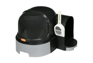 Katzenklo, Katzentoilette 52 x 60 x 42 cm mit Deckel, ausziehbares Tablett, Schloss, Schaufel, Grau de PawHut – photo produit 2 sur 5
