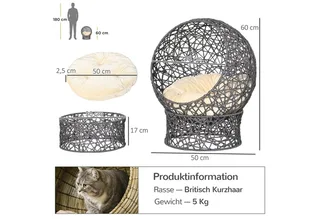 Katzenkorb mit Kissen D30-104V02 by PawHut in Grey, Beige – product photo 3 of 5