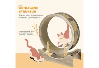 Katzenlaufrad Laufrad für Katzen 91 cm mit Bremse, Kratzbrett, Katzenrad für gesunde Bewegung, Entspannung de PawHut en Walnuss – photo produit 5 sur 5