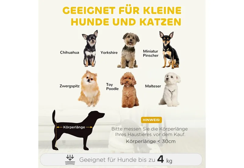 Katzensofa, Haustiersofa mit Kissen, Katzenbett, katzensessel Katzenhocker erhöhtes Haustierbett mit rutschfesten Holzfüße, Hundesofa, Indoor, 40,5 x 40,5 x 33 cm by PawHut in Cremeweiß – product photo 4 of 5