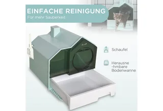 Katzentoilette Katzenklo mit Bodenwanne, Schaufel, Filter, Toilette mit Haube für Katzen bis 8 kg, ABS, Kunststoff, Hellblau 47 x 45 x 42 cm by PawHut – product photo 5 of 5