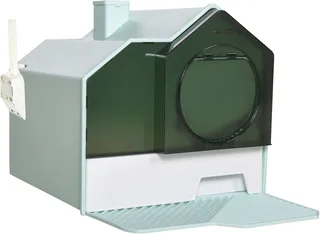 Katzentoilette Katzenklo mit Bodenwanne, Schaufel, Filter, Toilette mit Haube für Katzen bis 8 kg, ABS, Kunststoff, Hellblau 47 x 45 x 42 cm by PawHut – product photo 1 of 5