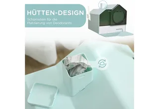 Katzentoilette Katzenklo mit Bodenwanne, Schaufel, Filter, Toilette mit Haube für Katzen bis 8 kg, ABS, Kunststoff, Hellblau 47 x 45 x 42 cm by PawHut – product photo 4 of 5