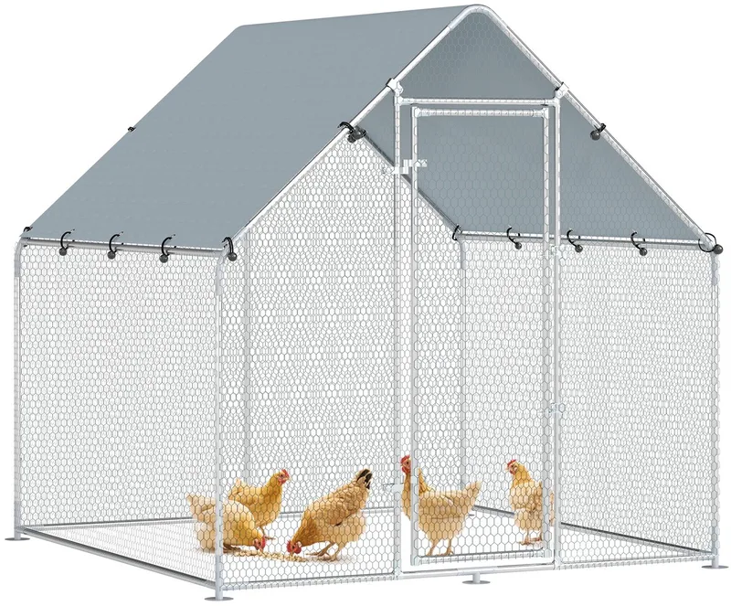 Kippenhok - Gegalvaniseerd Staal - 200 x 200 x 200 cm - Zilver de PawHut – photo produit