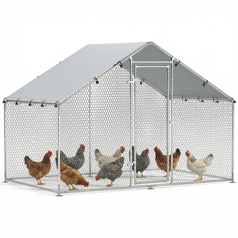 kippenhok - Gegalvaniseerd staal - 300x170x190cm de PawHut en Argent – photo produit