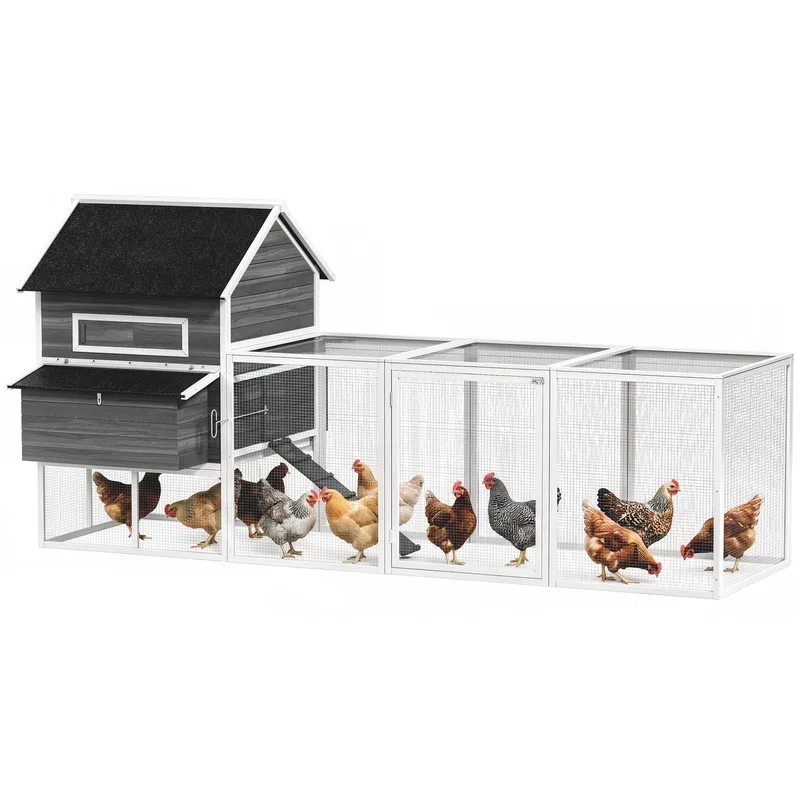 Kippenhok-Grenenhout-347L x 160B x 150H cm-Donkergrijs von PawHut in Dunkelgrau – Produktfoto