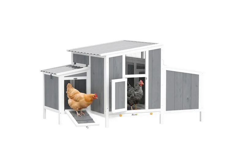 Kippenhok-Grenenhout, PET-145L x 90B x 92H cm-Grijs de PawHut en Gris – photo produit 2 sur 5