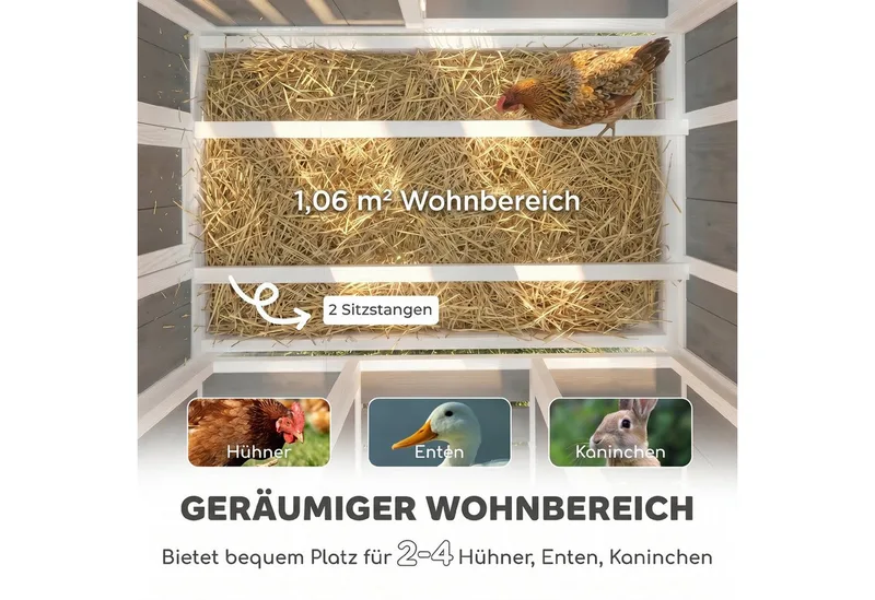 Kippenhok-Grenenhout, PET-145L x 90B x 92H cm-Grijs de PawHut en Gris – photo produit 4 sur 5