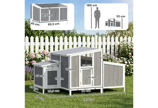 Kippenhok-Grenenhout, PET-145L x 90B x 92H cm-Grijs de PawHut en Gris – photo produit 3 sur 5
