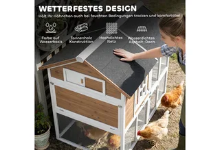 Kippenhok-Grenenhout, Staal-200L x 104B x 145H cm-Bruin von PawHut in Braun – Produktfoto 5 von 5