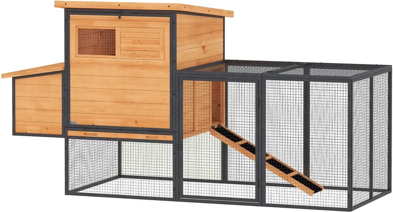 kippenhok - Hout, staal van PawHut in Oranje – productfoto