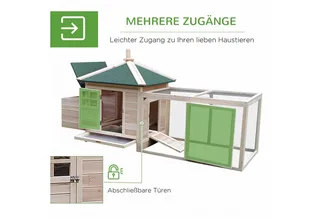 kippenhok - legnest - waterdicht - massief houten - helling by PawHut in Natural – product photo 5 of 5