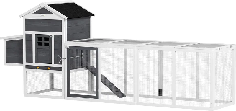 kippenhok van vurenhout, 297,5 x 68 x 118 cm by PawHut in White – product photo