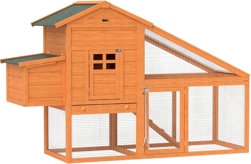 kippenhok - Vurenhout - 179x67x115cm by PawHut in Orange – product photo