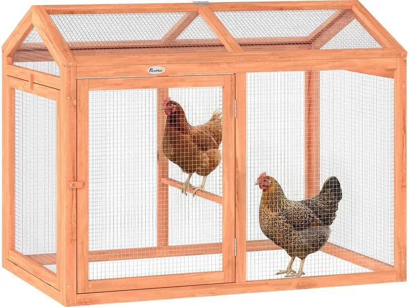 Kippenhok - Vurenhout, Metaal - 104 x 70,5 x 84 cm by PawHut in Orange – product photo