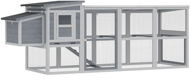 Kippenren-Grenenhout, Metaal-264L x 82B x 89H cm-Grijs von PawHut in Grau – Produktfoto