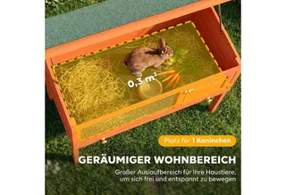 Konijnenhok-Dennenhout, Bitumen-90L x 45B x 65H cm-Oranje by PawHut in Orange – product photo 4 of 5