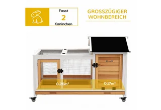 Konijnenhok Dennenhout, Staal 108L x 58B x 73,5H cm de PawHut en Jaune – photo produit 4 sur 5