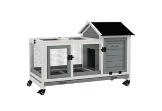 Konijnenhok Dennenhout, Staal 108L x 58B x 73,5H cm von PawHut in Grau – Produktfoto 2 von 5
