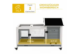 Konijnenhok Dennenhout, Staal 108L x 58B x 73,5H cm von PawHut in Grau – Produktfoto 4 von 5