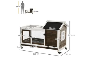 Konijnenhok Dennenhout, Staal 108L x 58B x 73,5H cm de PawHut en Koffiebruin – photo produit 3 sur 5