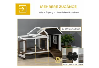 Konijnenhok Dennenhout, Staal 108L x 58B x 73,5H cm de PawHut en Koffiebruin – photo produit 5 sur 5