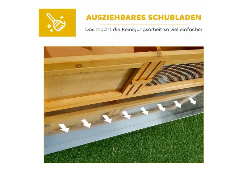 Konijnenhok-Grenenhout-115L x 44,3B x 65H cm-Geel von PawHut in Lichtgeel – Produktfoto 5 von 5