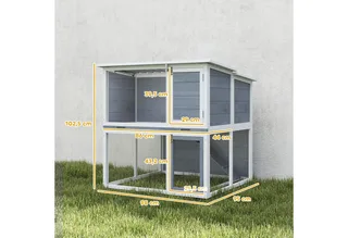 Konijnenhok-Grenenhout, Kunststof-98L x 95B x 102,5H cm-Grijs by PawHut in Grey – product photo 3 of 5