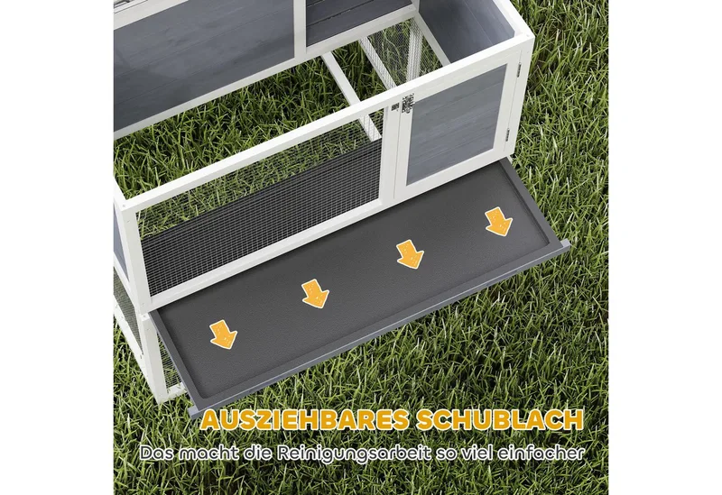 Konijnenhok-Grenenhout, Kunststof-98L x 95B x 102,5H cm-Grijs by PawHut in Grey – product photo 5 of 5