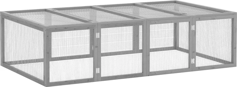 Konijnenhok - Hout - 181x100x48cm - Grijs de PawHut – photo produit