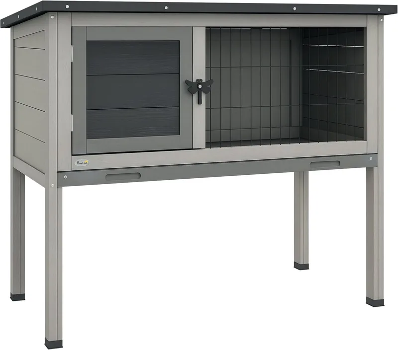 Konijnenhok - Hout - 84x43x70cm - Grijs fra PawHut – produktbillede