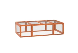 Konijnenhok konijnenkooi met buitenverblijf kleine dierenhok massief hout oranje D51-147 by PawHut in Brown – product photo 2 of 5