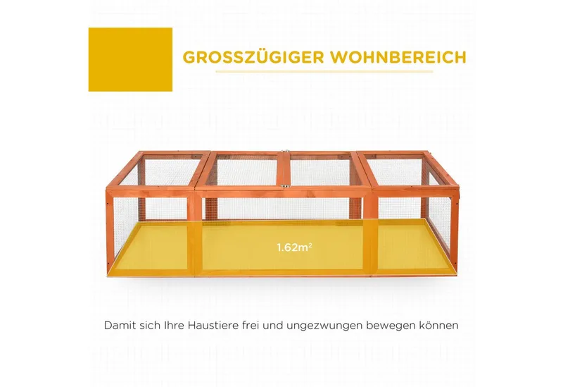 Konijnenhok konijnenkooi met buitenverblijf kleine dierenhok massief hout oranje D51-147 by PawHut in Brown – product photo 4 of 5