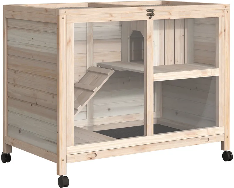 Konijnenhok - Massief hout - 91,5x53,3x73cm by PawHut in Natuurlijk hout – product photo