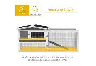 Konijnenhok - met 2 Niveaus - 156 x 58 x 68 cm de PawHut en Gris clair – photo produit 5 sur 5