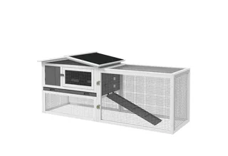 Konijnenhok - met 2 Niveaus - 156 x 58 x 68 cm de PawHut en Gris clair – photo produit 2 sur 5