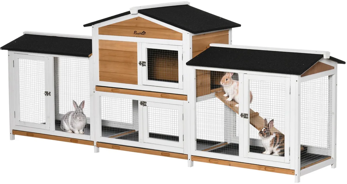 Konijnenhok met Ren - Kleindierenverblijf - Cavia Hok - Buitenverblijf de PawHut en Multicolore – photo produit
