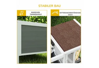 Konijnenhok met ren van sparrenhout - Konijnenren - Konijnenkooi - Konijnenhok voor buiten by PawHut in Grey – product photo 5 of 5